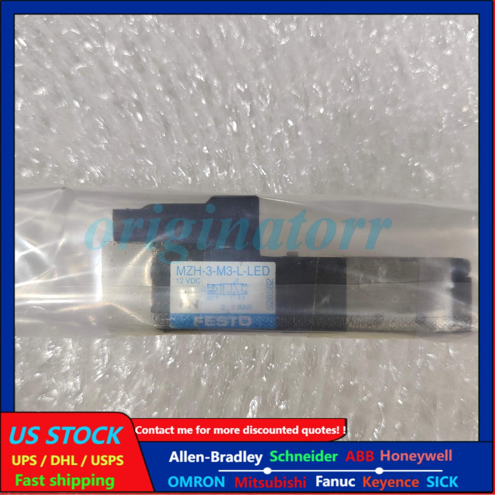 New Festo 30192 MZH-3-M3-L-LED, Pneumatic Valve 30192 MZH-3-M3-L-LED