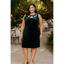 Eliza J Velvet Cutout Dress Womens Size 22W Hunter Green Event Evening Holiday