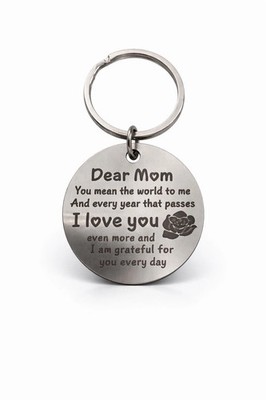 Dear Mom Keychain Stainless Steel   Love & Gratitude Gift