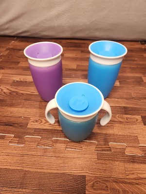 Munchkin 360 Used Sippy Cups Lot of 3 2-9oz 1-7oz With Handles
