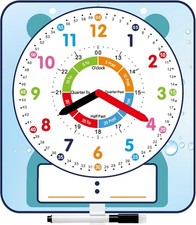 Large 12" Magnetic Writable Dry Erase Teaching Clock with Pen,Teaching Demonstra
