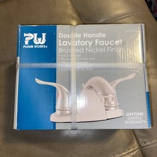 Plumb Works Double Handle Lavatory Faucet Brushed Nickle Finish 673-7104 NEW