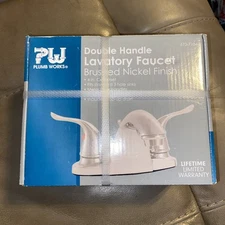 Plumb Works Double Handle Lavatory Faucet Brushed Nickle Finish 673-7104 NEW! 
