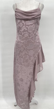 Urban Outfitters Slip Dress Womens Small Pink Jacquard Cowl Ruffle Romantic Maxi