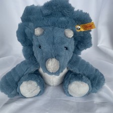 Steiff Knopf Im Ohr Triceratops Dixi 9" Plush Blue Dino