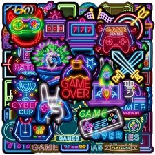 100pcs Neon Video Game Waterproof Vinyl Stickers - Gamer Decor Multicolor