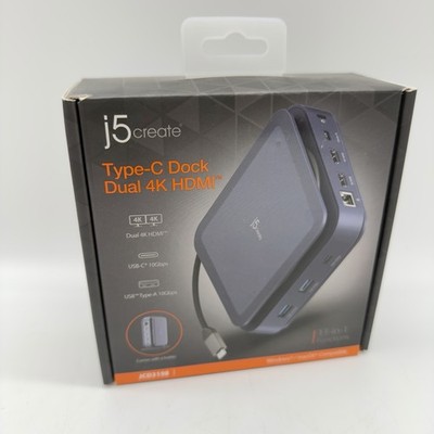 BRAND NEW - j5create Type-C Dock Dual 4K HDMI (JCD3198) NEW OPEN BOX
