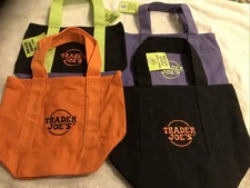 NEW TRADER JOE'S HALLOWEEN MINI CANVAS TOTE BAG - SET Of 4 -