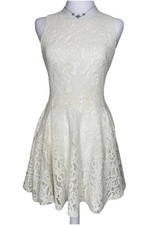 Ivory Lace Dress Fit & Flare Cottage Core Sz 4 Lined Swing Easter Feminine H&M