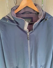 Orvis Men's XL Blue Cascade Bone-Dry Hooded Parka with Gray Fleece Lining