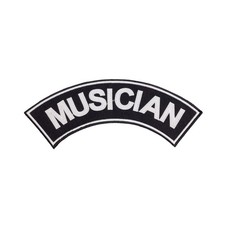 Large 12" MUSICIAN Embroidered Rocker Patch - Black & White Top Rocker