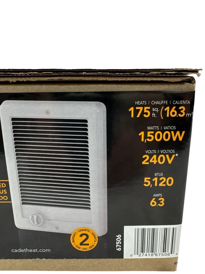 Cadet CSC152TW (67506) Com-Pak Ventilador Eléctrico Calentador Forzado con Termostato Nuevo Foto 3 de 4