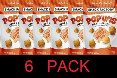 SNACK FACTORY Pop'ums GOLDEN MUSTARD BBQ Pretzel Snacks 9 oz Bag - 6 PACK