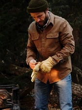 Flint and Tinder Huckberry Bedford Camp Snap Shirt Mens Brown/hickory Jacket Med