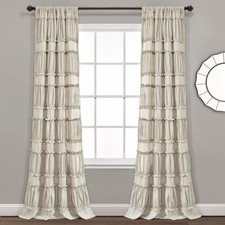 Lush Decor Nova Ruffle Window Curtain Panel 42W x 84L Pack of 2 , Neutral