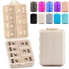 Foldable  Portable Weekly Pill Organizer 2 Times a Day with Clear Printed La...