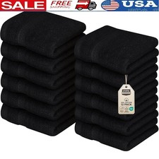 Set of 12 Luxury Cotton Washcloths Soft Absorbent Machine Washable Towels New