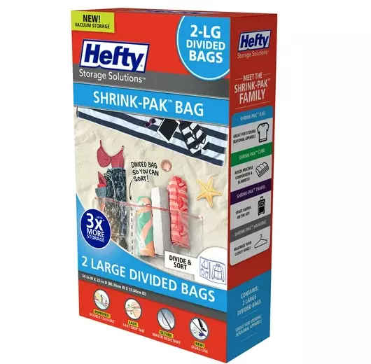 Hefty Shrink-Pak Large Storage Solutions Bags, 2-Pack