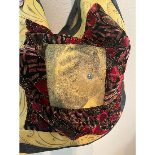 Handmade Festival Hobo Artsy Leather & Satin Renaissance Handbag Crossbody Bag - Picture 13 of 15