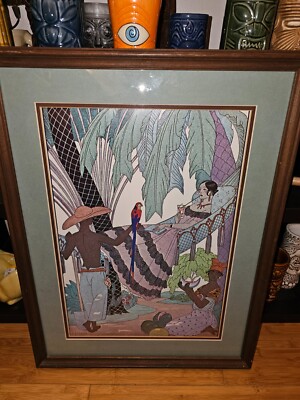 George Barbier Indolent Beauty Art Nouveau Litho Print Framed 23'' x 18''