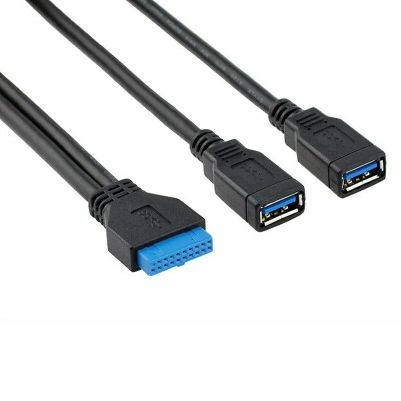 USB 3.0 20 Pin Motherboard Female to 2 USB A Female Connector Y Cable Adapter - Image 2 of 4