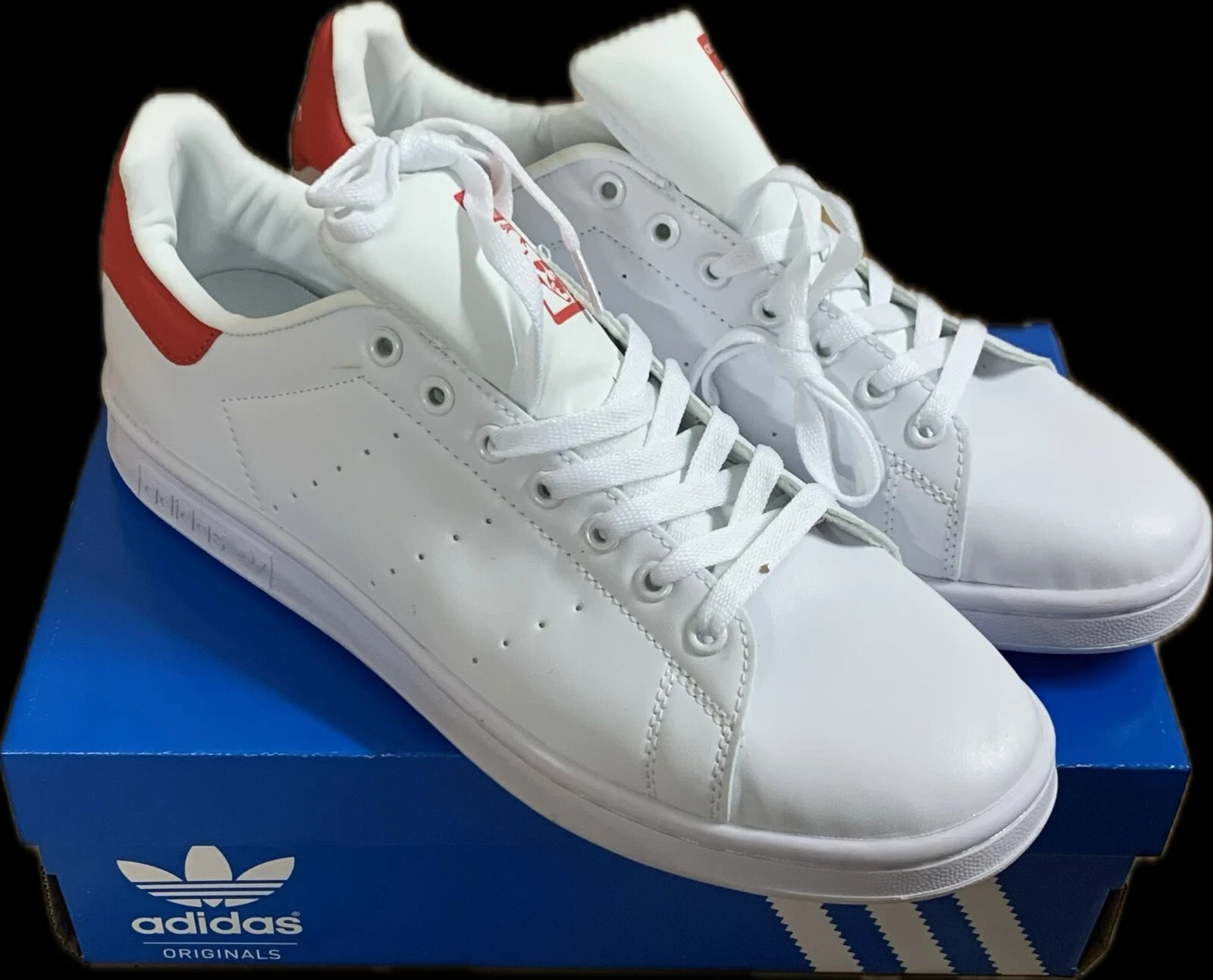 ADIDAS STAN SMITH Sneakers scarpe UOMO donna BIANCO ROSSO TAGLIA 43