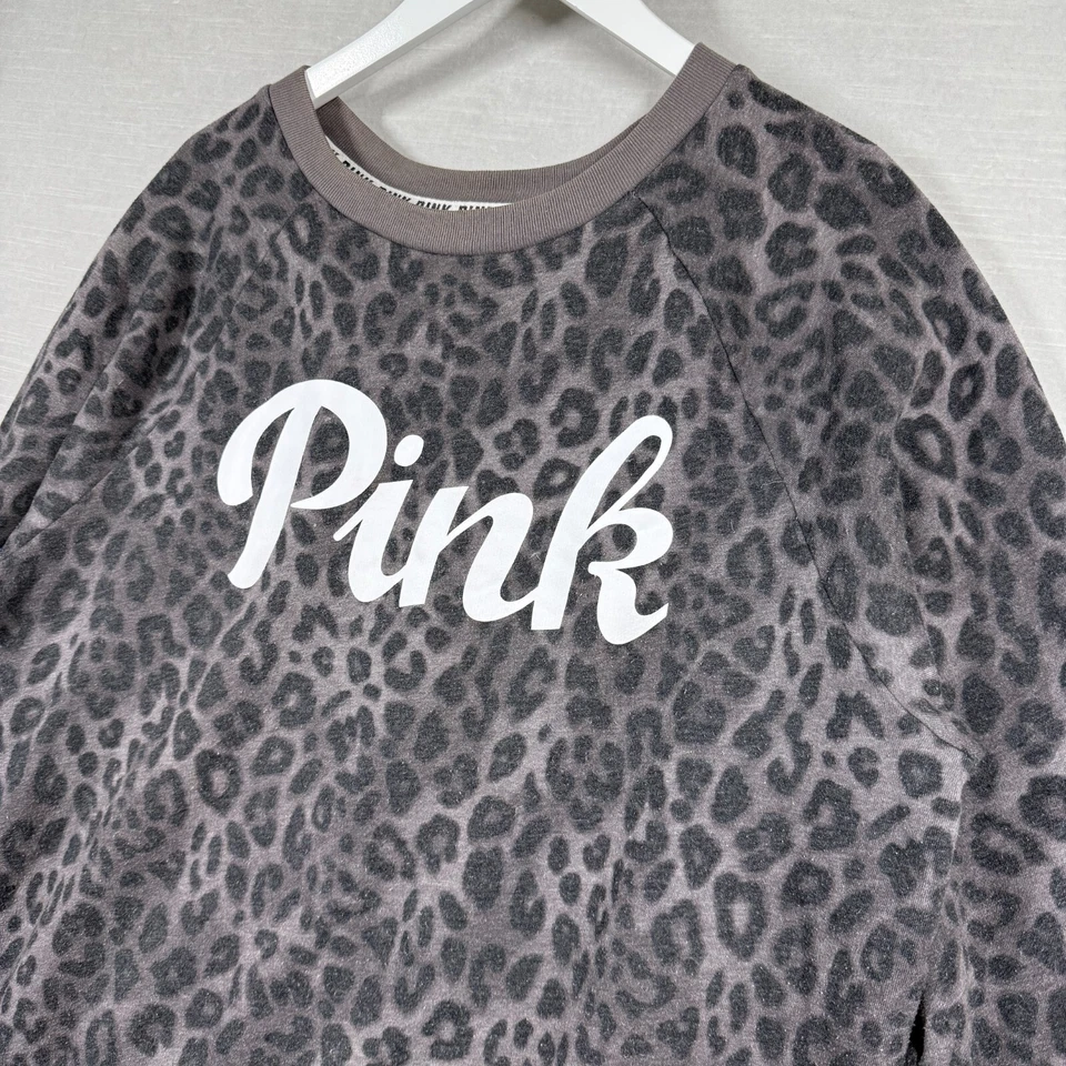 Victoria's Secret Sudadera Rosa Mujer M Gris Guepardo Animal Hechizo Grande Foto 2 de 4