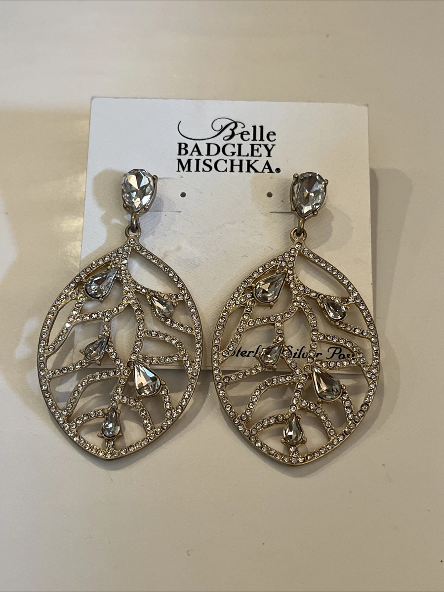 Belle Badgley Mischka Earrings Gold tone NWT