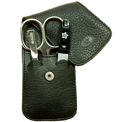 Pfeilring 3-tlg. Taschenetui, Kalbleder, schwarz