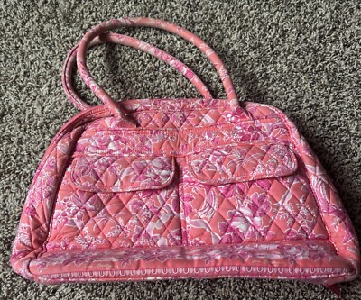 Vera Bradley Pink Hope Toile Overnight Bag Excellent Condition