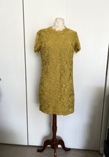 Zara Women Mustard Yellow Lace Shift Dress SZ Med