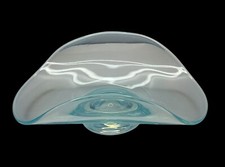 Vtg. Fostoria Caribee Blue Seascape Oval Tray 7.5" x 5.5"  w/Curled Edges 1954/5