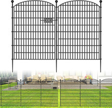 No Dig Decorative Garden Fence with Gate - 10 Panels, 40in H, Rustproof Metal