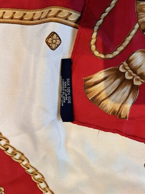 VTG Ralph Lauren Polo Crest Huge Silk Scarf 35