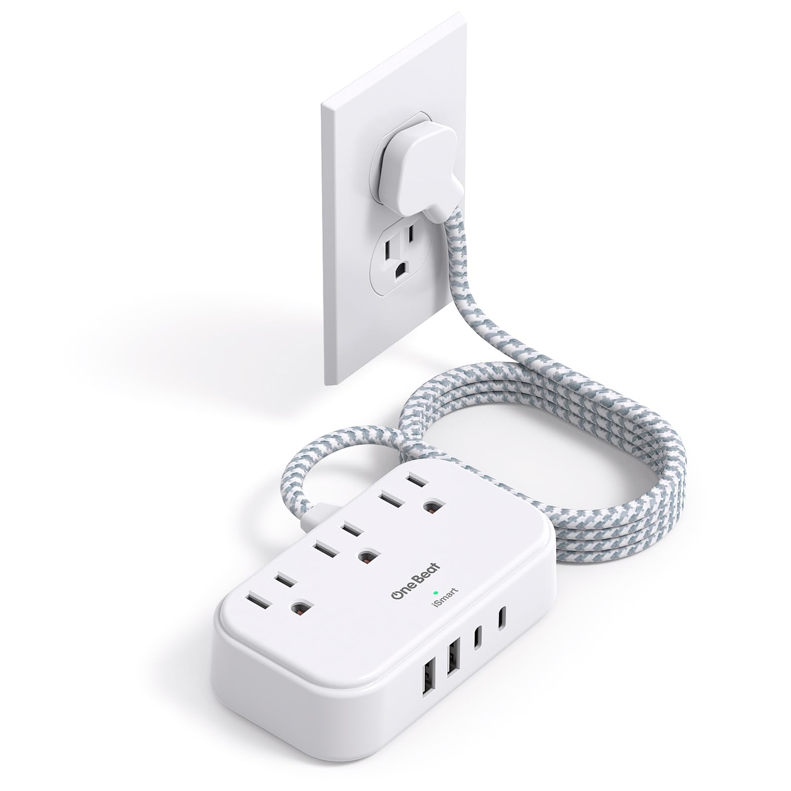 Cruise Essentials, 5 Ft Flat Extension Cord, 3 Outlets 4 USB Ports(2 USB C) F...