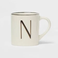 16oz Stoneware Monogram Mug Ivory - Threshold™