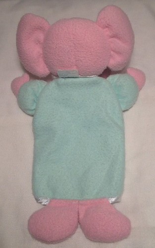 Vtg Carters Pink Elephant Baby Security Blanket Lovey Plush Green Robe Rattle - Picture 3 of 4