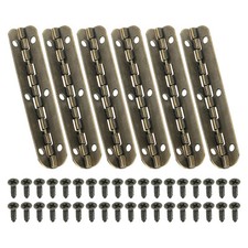 Small Piano Hinge 2.6" x 0.6", 6 Pack Mini 90-Degree Jewelry Box Hinges, Brown