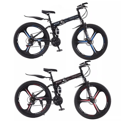 SHIMANO Folding Mountain Bike 24 Wheel 21 Speed Full Suspension  Bicycle UK