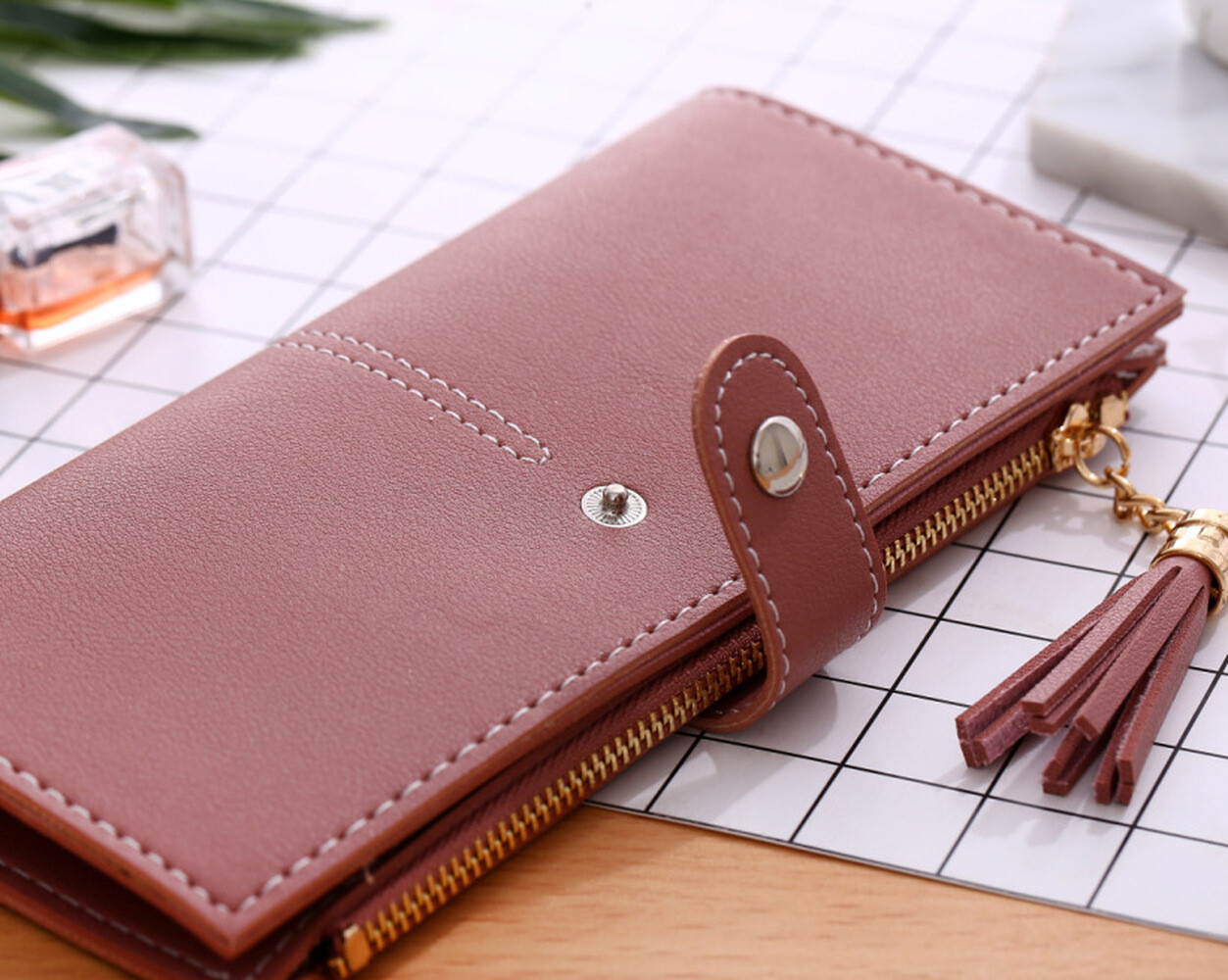 Women Soft Leather Wallet Slim Clutch Credit Card Holder Long Bifold