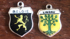 Vintage Belgie & Lindau 835 Silver Enamel Travel Shield Bracelet Charm Lot — photo 2