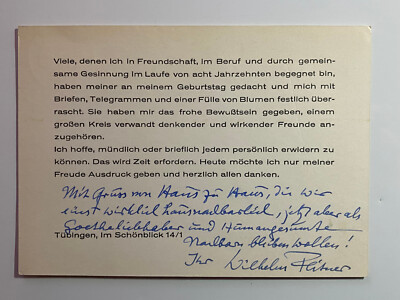 Wilhelm Flitner  ( 1889 - 1990  ) - Pädagoge  - original signierte Karte
