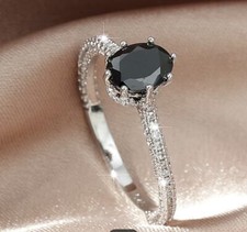 S925 Silver ring Black Onyx Stone, Wedding/Anniversary/Promise Size 7