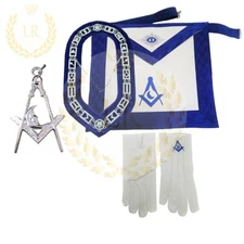 MASONIC REGALIA BLUE LODGE junior deacon apron set chain collar,gloves,apron