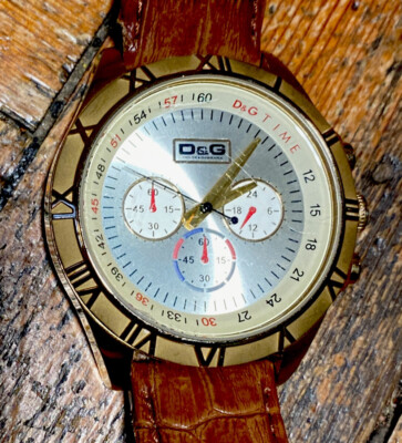 D&G Dolce & Gabbana Unisex DW0433 Multi-function Brown Leather strap Watch