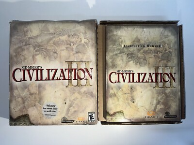 Sid Meier's Civilization 3 III 2001 Big Box Manual Jewel XP Infogrames NO GAME