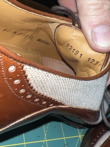 Johnston & Murphy👞Sz 9.5D Men Brown/Cream Lthr/Canvas Two-Tone Wingtip Brogue - Picture 22 of 24