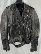 Size: M❤️ R13 Classic Black Vintage Moto Biker Riding Leather Jacket Italy $1595