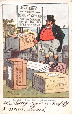 POSTKARTE SATIRE POLITIK JOHN BULL SCHUTZ
