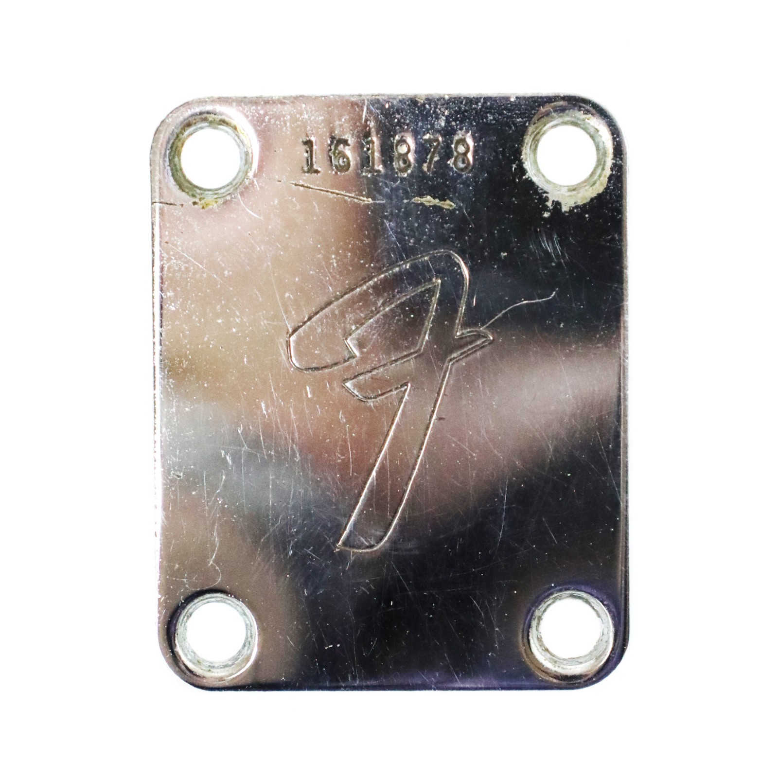 1966 Fender Stratocaster Vintage Original Neck Plate 4-Bolt F-Plate Strat Tele